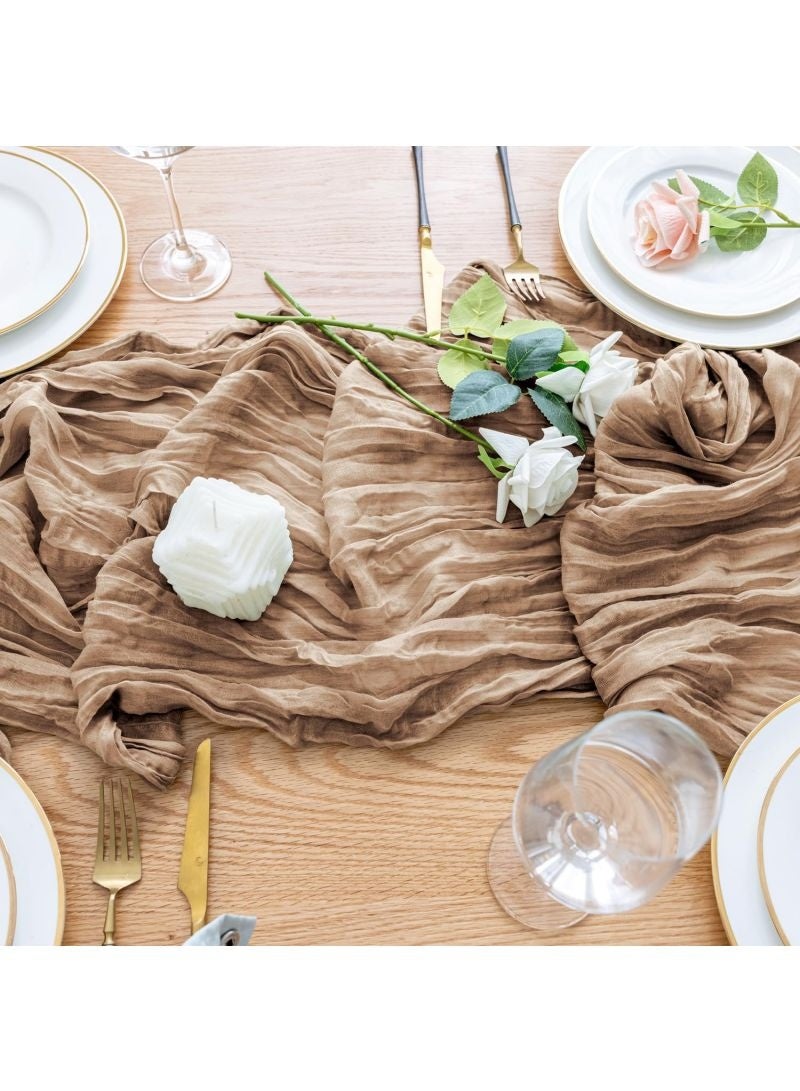 Cheesecloth Table Runner, 90 x 400 cm Boho Gauze Table Decor, Translucent Tablecloth for Wedding Reception Bridal Shower Party Decoration Table Centerpiece - Image 5